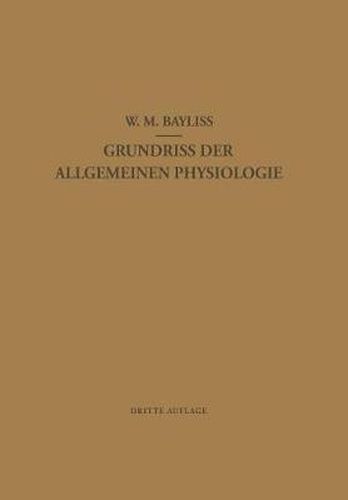 Cover image for Grundriss Der Allgemeinen Physiologie
