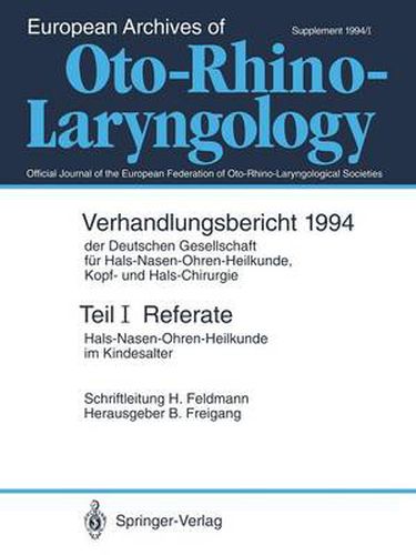 Cover image for Referate: Hals-Nasen-Ohren-Heilkunde im Kindesalter