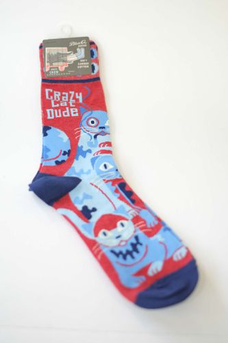 Crazy Cat Dude Crew Socks