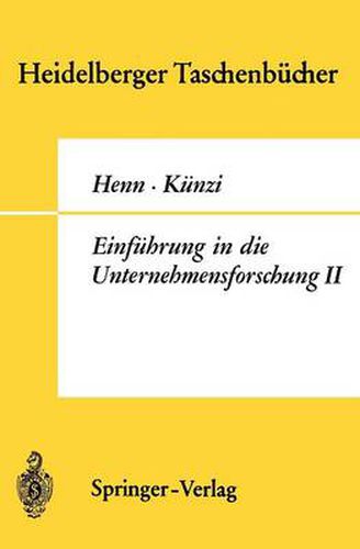 Cover image for Einfuhrung in Die Unternehmensforschung II