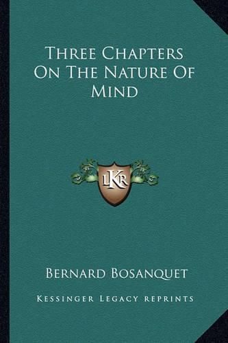 Cover image for Three Chapters on the Nature of Mind