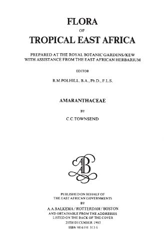 Cover image for Flora of Tropical East Africa -Amaranthaceae (1985)