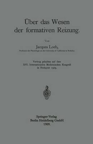 Cover image for UEber Das Wesen Der Formativen Reizung