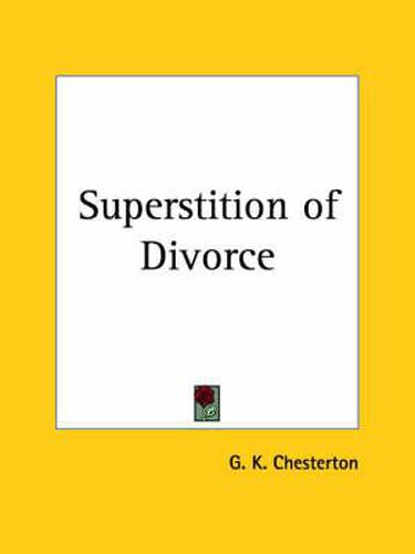 Cover image for Superstition of Divorce (1920)