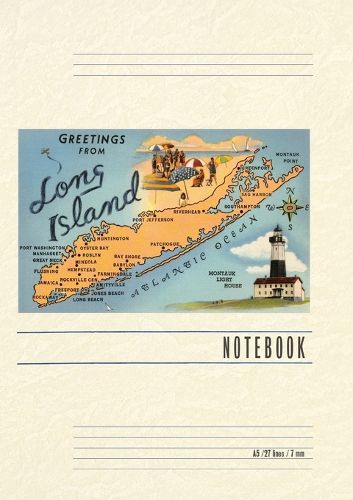 Cover image for Vintage Lined Notebook Greetings from Long Island, New York, Map