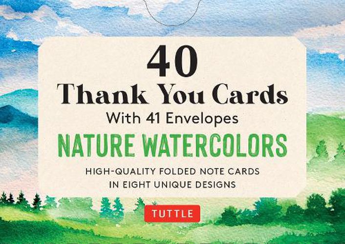 Cover image for Nature Watercolors, 40 Thank You Cards with Envelopes: (4 1/2 x 3 inch blank cards in 8 unique designs)