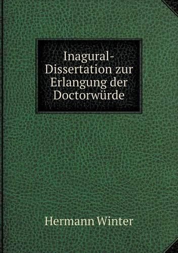 Cover image for Inagural-Dissertation zur Erlangung der Doctorwurde