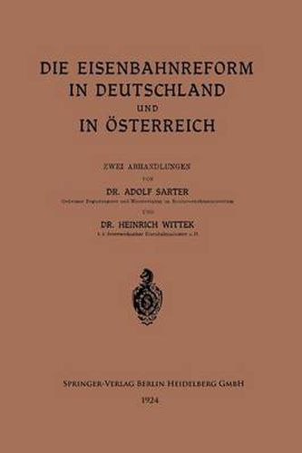 Cover image for Die Eisenbahnreform in Deutschland Und in OEsterreich