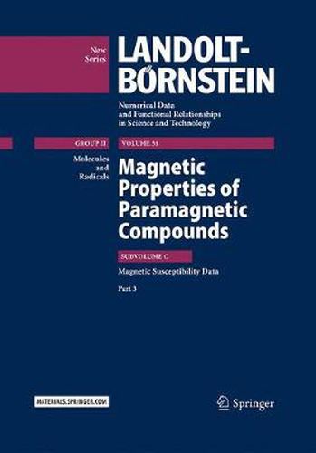 Cover image for Magnetic Properties of Paramagnetic Compounds: Magnetic Susceptibility Data - Part 3