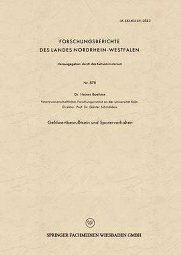 Cover image for Geldwertbewusstsein Und Sparerverhalten
