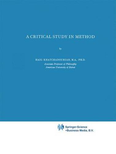 Cover image for A Critical Study in Method