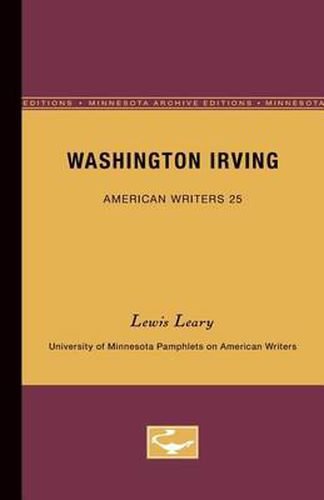 Cover image for Washington Irving - American Writers 25: University of Minnesota Pamphlets on American Writers