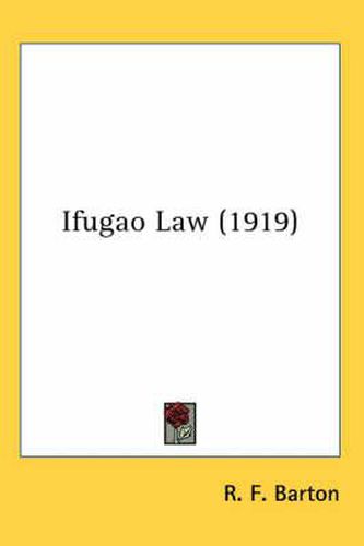 Cover image for Ifugao Law (1919)