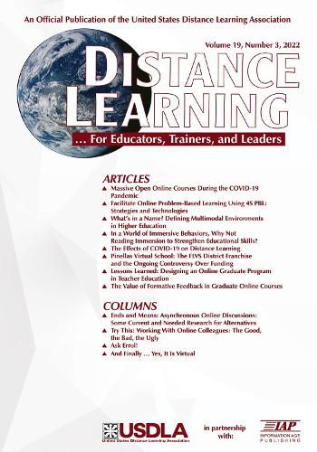Cover image for Distance Learning Vol 19 Issue 3