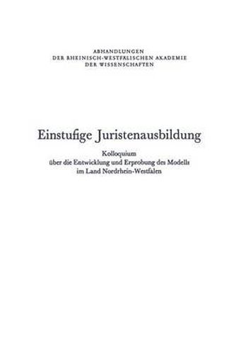 Cover image for Einstufige Juristenausbildung Kolloquium, Bremen, Sept 1974