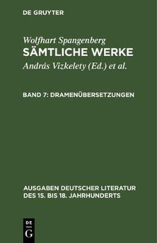 Cover image for Samtliche Werke, Band 7, Dramenubersetzungen