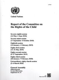 Cover image for Report of the Committee on the Rights of the Child: Seventy-fifth Session