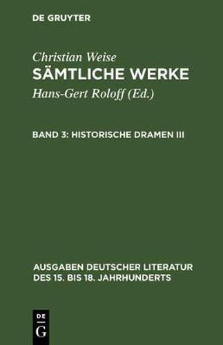 Cover image for Samtliche Werke, Band 3, Historische Dramen III