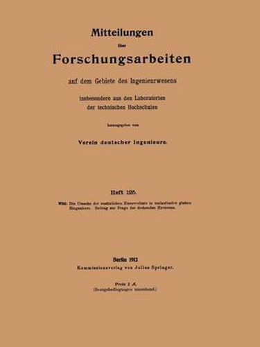 Cover image for Die Ursache Der Zusatzlichen Eisenverluste in Umlaufenden Glatten Ringankern: Beitrag Zur Frage Der Drehenden Hysterese