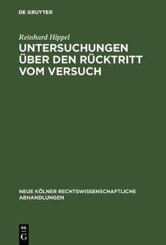 Cover image for Untersuchungen uber den Rucktritt vom Versuch