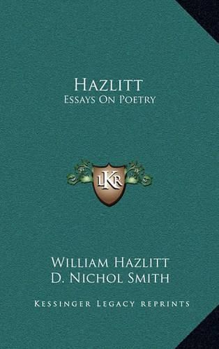Cover image for Hazlitt: Essays on Poetry