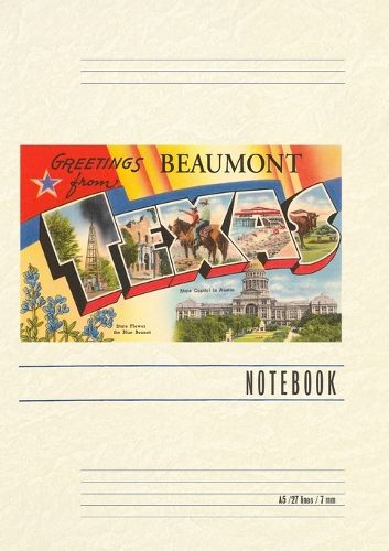 Vintage Lined Notebook Greetings from Beaumont