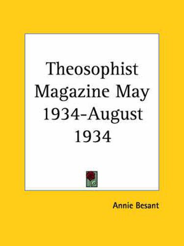 Cover image for Theosophist Magazine (May 1934-August 1934)