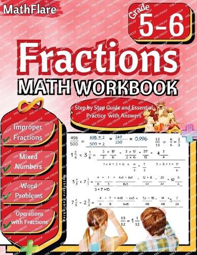 Cover image for Fractions Math Workbook 5th and 6th Grade