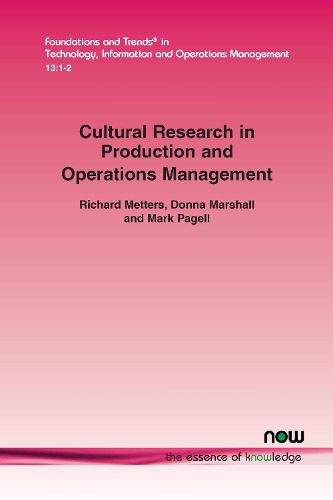 Cover image for Cultural Research in the Production and Operations Management Field