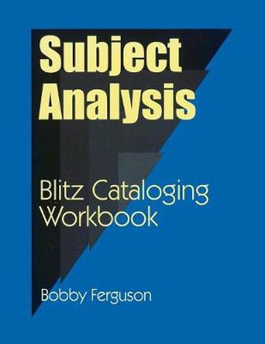 Cover image for Subject Analysis: Blitz Cataloging Workbook