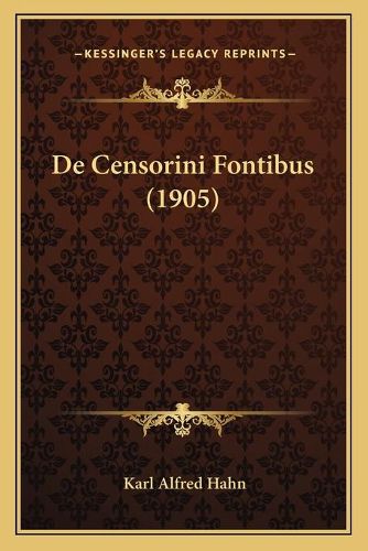 de Censorini Fontibus (1905)