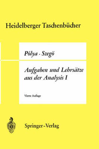 Cover image for Polya, G. Szego, G. Aufgaben Und Lehrsatze Aus Der Analysis