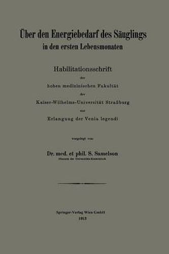 Cover image for UEber Den Energiebedarf Des Sauglings in Den Ersten Lebensmonaten