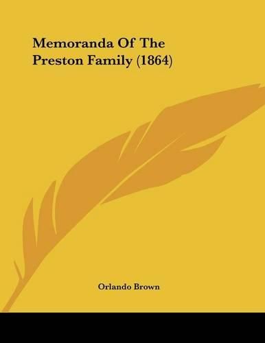 Cover image for Memoranda of the Preston Family (1864)