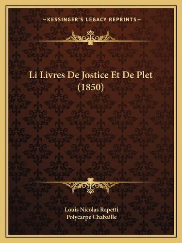 Li Livres de Jostice Et de Plet (1850)