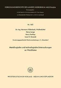 Cover image for Metallurgische Und Technologische Untersuchungen an Weichloten