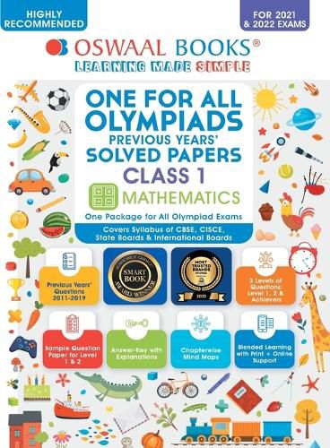 Cover image for One for All Olympiad Previous Years Solved Papers, Class-1 Mathematics Book (for 2022 Exam)