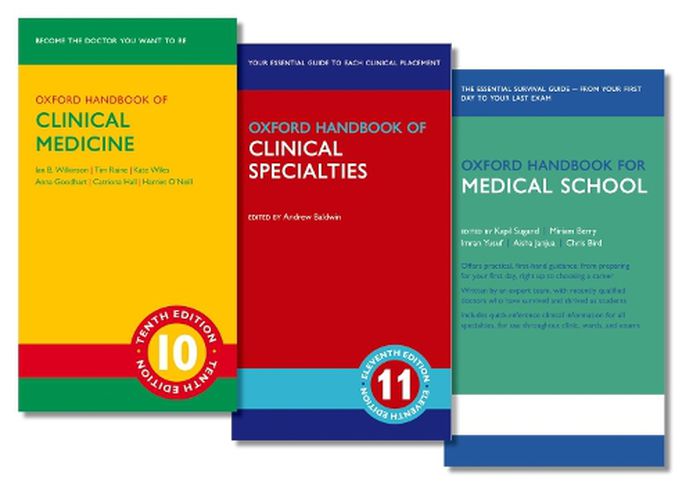 Cover image for Oxford Handbook of Clinical Medicine, Oxford Handbook of Clinical Specialties, and Oxford Handbook for Medical School Pack