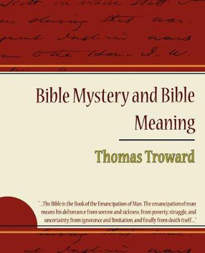 Cover image for Bible Mystery and Bible Meaning - Thomas Troward