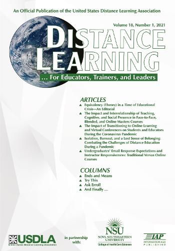 Cover image for Distance Learning VOL 18 Issue 1, 2021