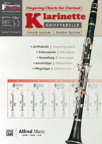 Cover image for Fingering Charts Bb Clarinet French System: Zweisprachige Grifftabelle Fur Die Boehm-Klarinette MIT Trillertabelle, Ansatz- Und Pflegetipps