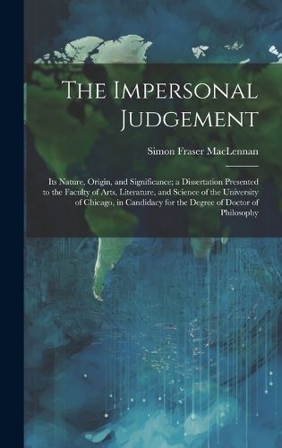 Cover image for The Impersonal Judgement [microform]