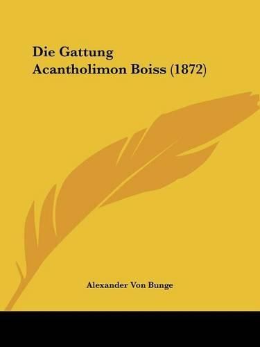 Cover image for Die Gattung Acantholimon Boiss (1872)