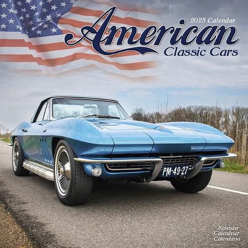 American Classic Cars Calendar 2025 Square Car Wall Calendar - 16 Month