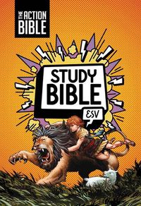 Cover image for The Action Bible Study Bible Esv, Leathersoft, Orange, Full Color