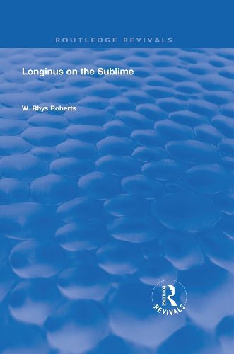 Cover image for Longinus on the Sublime: The Greek Text Edited After the Manuscript