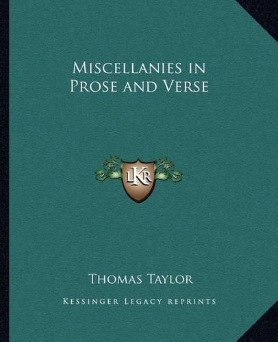 Cover image for Miscellanies in Prose and Verse