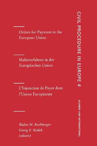 Cover image for Orders for Payment in the European Union: Orders for Payment, Vol 4