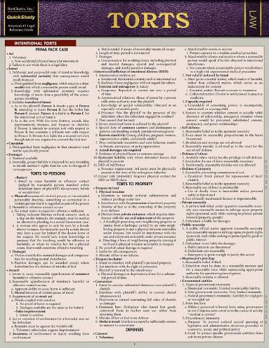 Cover image for Torts: QuickStudy Laminated Reference Guide