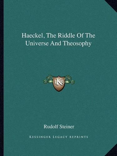 Cover image for Haeckel, the Riddle of the Universe and Theosophy